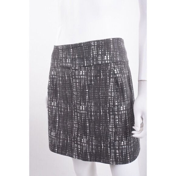J Crew Womens Straight Pencil Skirt Mini Sz 8 Gray White Printed Cotton - Picture 3 of 7